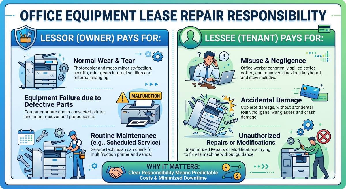 Read more about the article Office Equipment Lease Repair Responsibility: Who Pays for What and Why It Matters